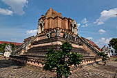 Chiang Mai - The Wat Chedi Luang. The massive chedi heavily damaged by an earthquake has been partially reconstructed apart from the spire since nobody can be sure what it looked like. 